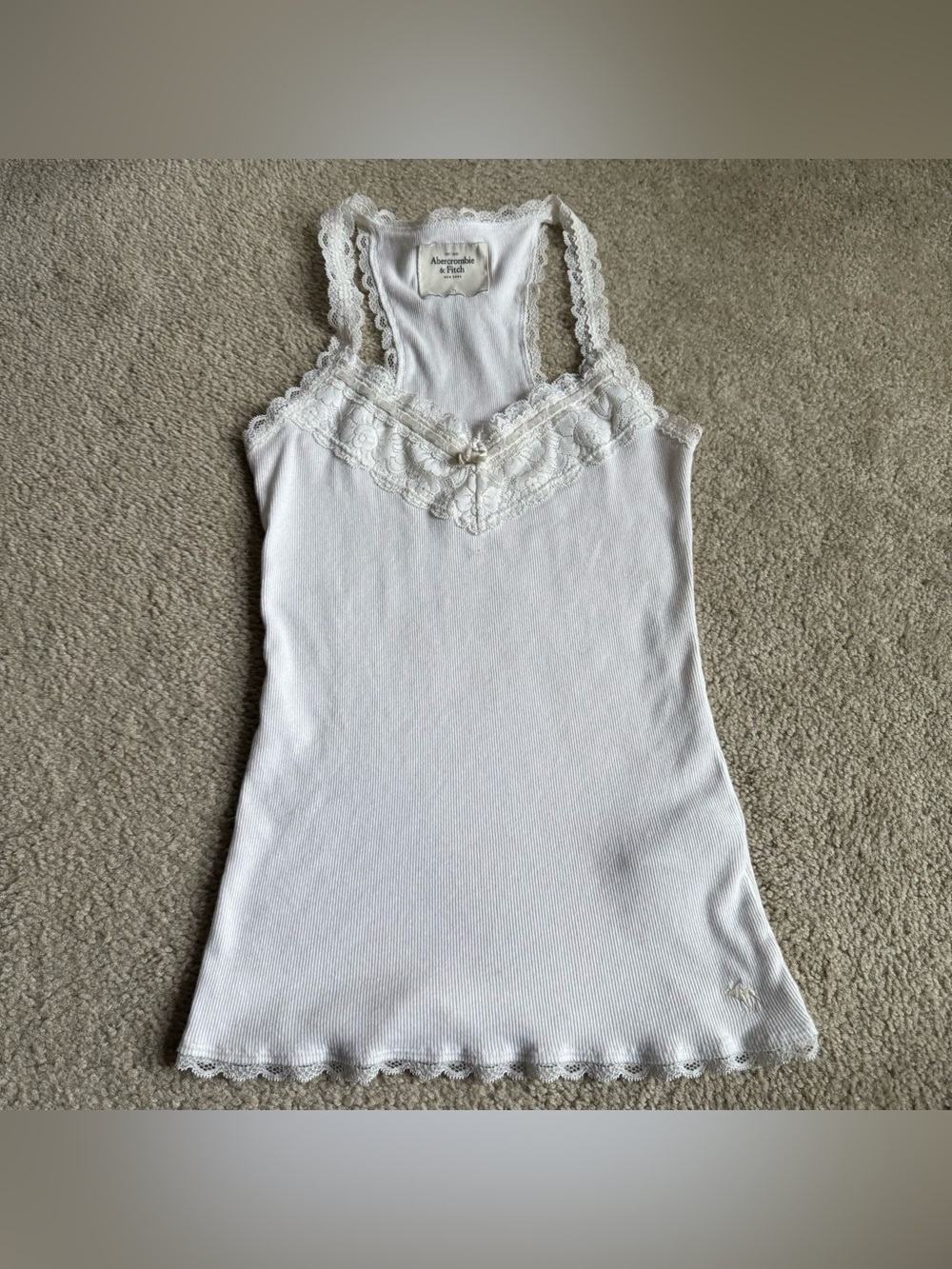 Vintage Abercrombie Cami Top M Baby doll Bella Swan Lace Trim Y2K Coquette White